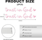2 PCS Trust in God Rearview Mirror Decals, Automotive Vinyl Rear View Mirror Decorative Stickers, Waterproof Trust in God Stickers for Car Truck Laptop, Car Accessories (Pink)