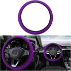 Moly Magnolia Elastic Stretch Steering Wheel Cover, Universal 15 Inch Automotive Steering Wheel Cover, Microfiber Breathable Anti-Slip Odorless Ice Silk, Warm in Winter Cool in Summer (Violet)