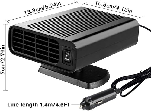 12V Dual-Mode Car Heater & Defogger, 150W Rapid Windshield Defroster & Cooler-Compact Design for Easy Cigarette Lighter Connection(M)