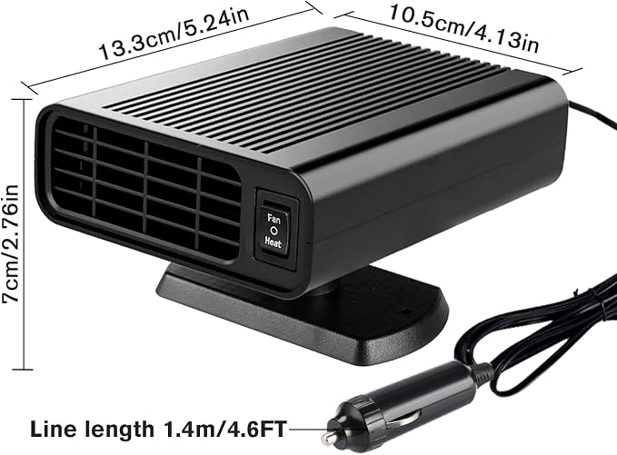 12V Dual-Mode Car Heater & Defogger, 150W Rapid Windshield Defroster & Cooler, Hot/Cold Air Fan for Windshield Ice Frost Removal