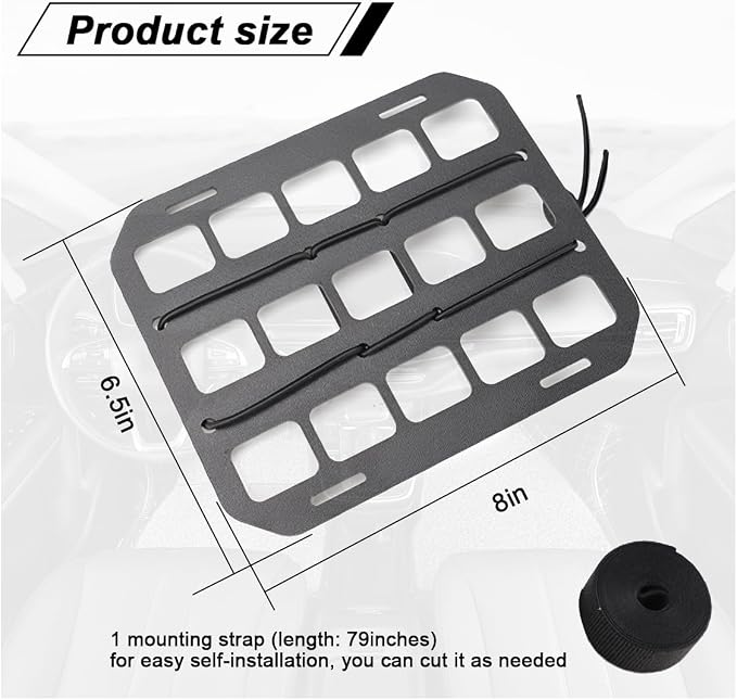 Vehicle Rigid MOLLE Panel, Headrest Organizer EDC Pouch Tool Holster, Tactical Gear Seat Back Rack Truck Equipment Mount Plate, Auto Interior Modular Storage Shelf Accessory (Headrest Panel)