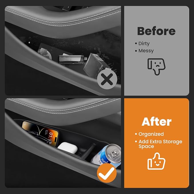 Car Door Side Storage Box for New Tesla Model Y Juniper 2025 2026 Accessories - Waterproof TPE Front Rear Door Insert Tray Organizer Slot Storage Protector 4PCS