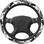Black Grey White Camo Camouflage Steering Wheel Cover for Women Men Girls Car Accessories Decor Anti-Slip Neoprene Auto Steering Wheel Covers Protector Universal 15 Inch