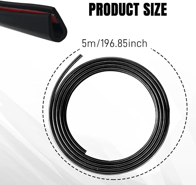 Car Door Edge Guards, Car Door Protector, 16Ft Rubber Seal Protector U Shape Edge Trim, Anti-Collision Auto Door Entry Guard Protective Strip Universal for Most Vehicles (Black, 5M)