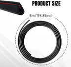 Car Door Edge Guards, Car Door Protector, 16Ft Rubber Seal Protector U Shape Edge Trim, Anti-Collision Auto Door Entry Guard Protective Strip Universal for Most Vehicles (Black, 5M)