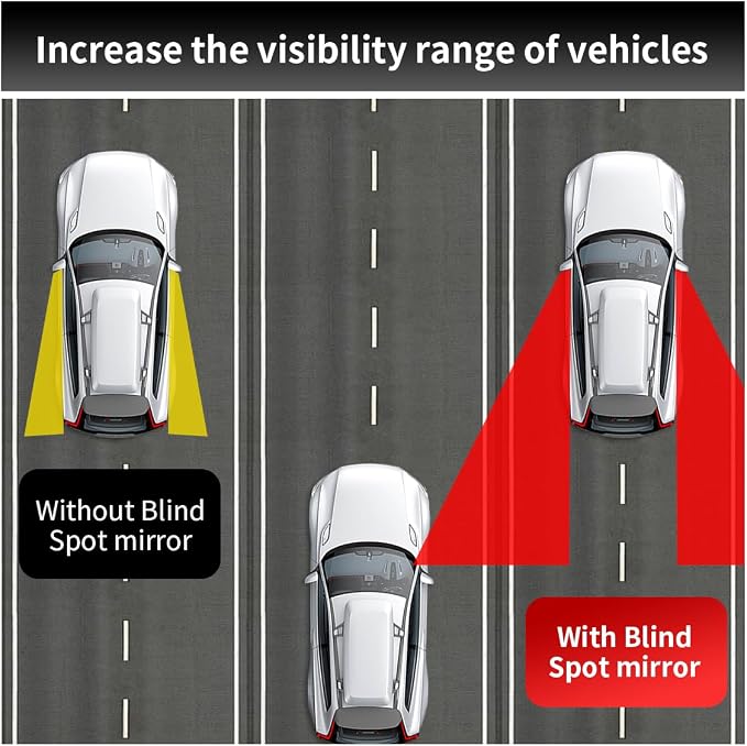 ZIMISI Fan-Shaped Blind Spot Car Mirror, 2" HD Glass Wide Angle Convex Mirror with Adjustable Stick, 360 Degree Frameless Rear View Mirrors for Car, SUV,Truck (Fan-Shaped)