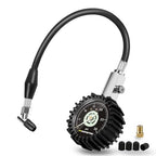 Low Pressure Tire Gauge to 30PSI, 2.5” Mechanical Tire Gauge with Flexible Hose and Angled Chuck, Analog Air Pressure Gauge Glow in The Dark for ATV, Off Road, Lawn Mower Etc