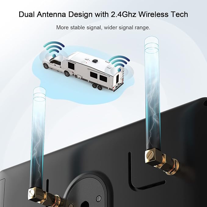 HD 1080P 7" Wireless RV Backup Camera System for Furrion Pre-Wired RV Truck Camper, 7" IPS DVR Monitor & Rear View Camera, IR Night Vision IP69 Waterproof DIY Parking Lines - DW7Y5