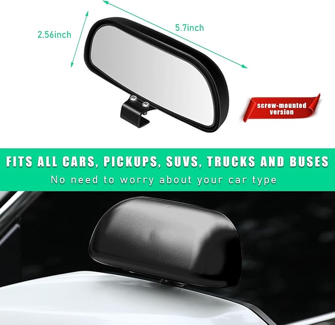 Blind Spot Car Mirror, Vehicle Adjustable 360 ° Rotation Auxiliary Convex Wide Angle Mirror, Auto Snap Way Clip On Side Rearview Mirror Universal for Car Truck SUV (A, Black)