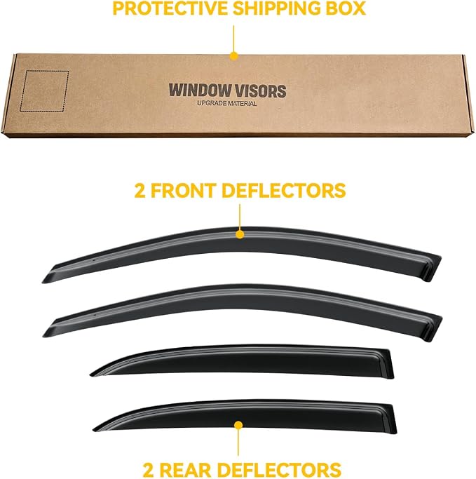 Rain Guards for Volkswagen VW Jetta Sedan 2006-2010, Out-Channel Window Visor Shields Vent Deflector Shade Wind Dark Smoke 2007 2008 2009 06 07 08 09 10, Tape-On Outside-Mount, 4PCS