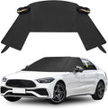 Windshield Window Snow Cover with 2 Hooks and 2 Mirror Covers Ice and Snow Front Window Sunshade Cover Fit for SUVs, Trucks, Cars (Black-Sedans)