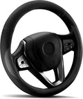 Car Steering Wheel Cover - Universal Car Accessory for Diverse Cars, Leather Cover with Anti-Slip Lining, for Steering Wheel with a Diameter of 15.5"-16", Gray