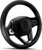 Car Steering Wheel Cover - Universal Car Accessory for Diverse Cars, Leather Cover with Anti-Slip Lining, for Steering Wheel with a Diameter of 15.5"-16", Gray