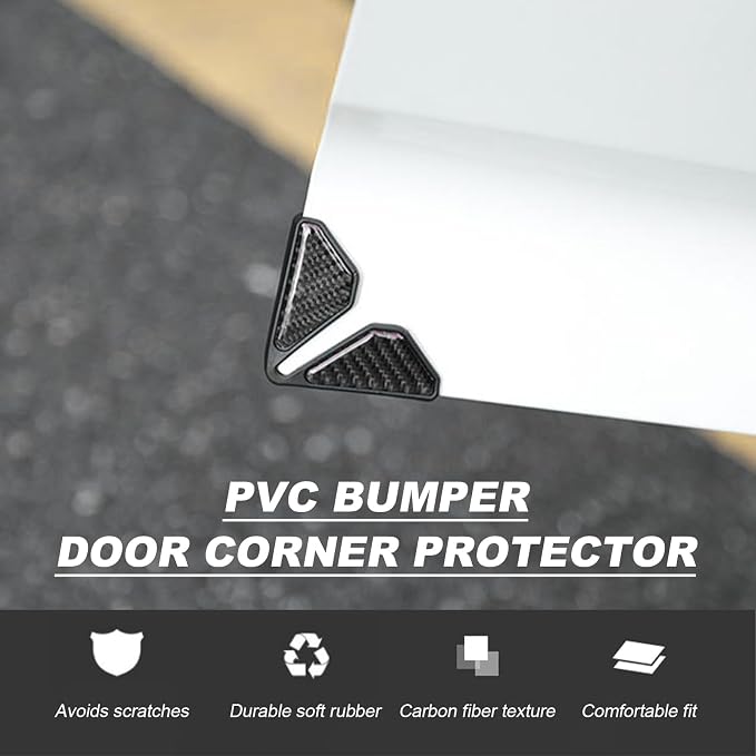 2 PCS Car Door Corner Protector Edge Guards, Real Carbon Fiber Anti-Collision Car Door Edge Protector, Self-Adhesive Decorative Auto Corner Protect, Vehicle Exterior Accessories (Black)