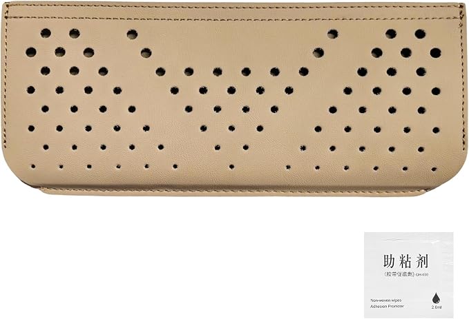 Car Seat Side Pocket Organizer, Auto Center Console Storage Pocket with Adhesive Tape, Multifunctional Leather Tray Pouch Sunglasses Holder for Car Seat Door Window (Beige)