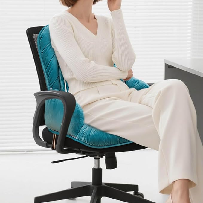 Office Heated Seat Cushion for Desk Chair,Upgraded Lumbar Support Seat for Cushions for Dorm Desk Chair with Back, USB Interface, 3-Speed Temperature Control (Blue)