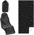 Car Seat Towel Covers with Storage Bag, 63 x 32 Inch Universal Non Slip Waterproof Sweat Protector for Car Truck, Gym Swimming Running, Machine Washable(1 Pack,Black Leopard Print)