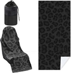 Car Seat Towel Covers with Storage Bag, 63 x 32 Inch Universal Non Slip Waterproof Sweat Protector for Car Truck, Gym Swimming Running, Machine Washable(1 Pack,Black Leopard Print)
