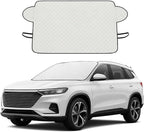 Exterior Car Sun Shade for Windshield & Mirrors, Reflective Multi-Layer Windshield Cover, Blocks Sun Snow Ice Frost, All Season Protection, Anti-Theft Door Flap, Fits SUV Sedan Truck (61"x45")