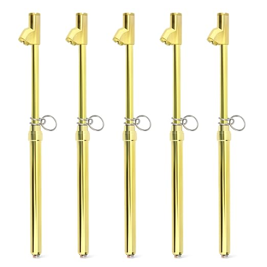 5PCS Gold Double Straight Type Tire Pressure Gauge, Dual Head Air Pressure Gauge, Pressure Range 10-150 Psi (Suitable for Trucks, etc.)