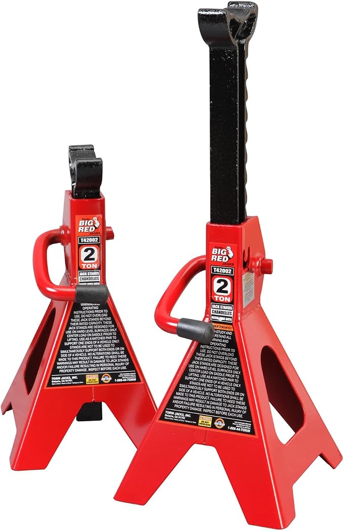 Torin Low Profile Floor Jack: Hydraulic Trolley Floor Jack Combo with 2 Jack Stands, 2 Ton (4000 lb.) Capacity