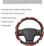 Auto Steering Wheel Covers Anti-Slip Safety Stretch-on 14-15 inch | Santa Claus Red Print, Sweat Absorbing Non-slip, Steering Wheel Protection Case, Machine Washable Elastic Flexible