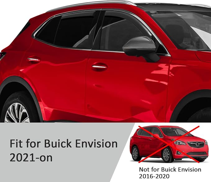 Voron Glass in-Channel Extra Durable Rain Guards for Buick Envision 2021-2026, Window Deflectors, Vent Window Visors, 4 Pieces - 201160