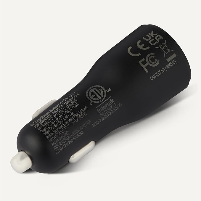 Fast-Charging Car Charger, Dual-Port, 1 USB-C + 1 USB-A, 32W, Multi-Device Compatibility, Safety Features, Black