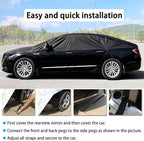 Half Car Cover All Weather Car Body Cover for All Season Sunshade Cover Snow Cover Waterproof 210D Polyester with Cotton (Fit SUV)