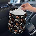 Portable Reusable Waterproof Car Trash Bin, Multipurpose Vehicle Organizer, Road Trip Essentials (Little Flower)
