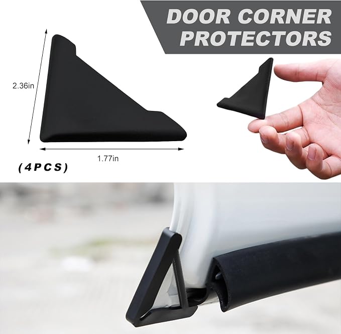 4 PCS Car Side Door Edge Guards, Anti-Collision Auto Side Door Edge Scratch Gaurd Corner Cover Sticker, Anti-Scratch Door Guard Corner Decor Bumper Trim for Car Truck SUV (Black)