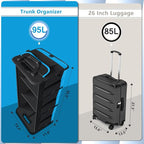 Trunk Organizer for Car, Car Storage Organizer with 2 adjustable straps, 95L Large Capacity Cargo Organizer for Suv, Truck, Sedan, Waterproof Portable Car Organizers for Women Men（Blue）
