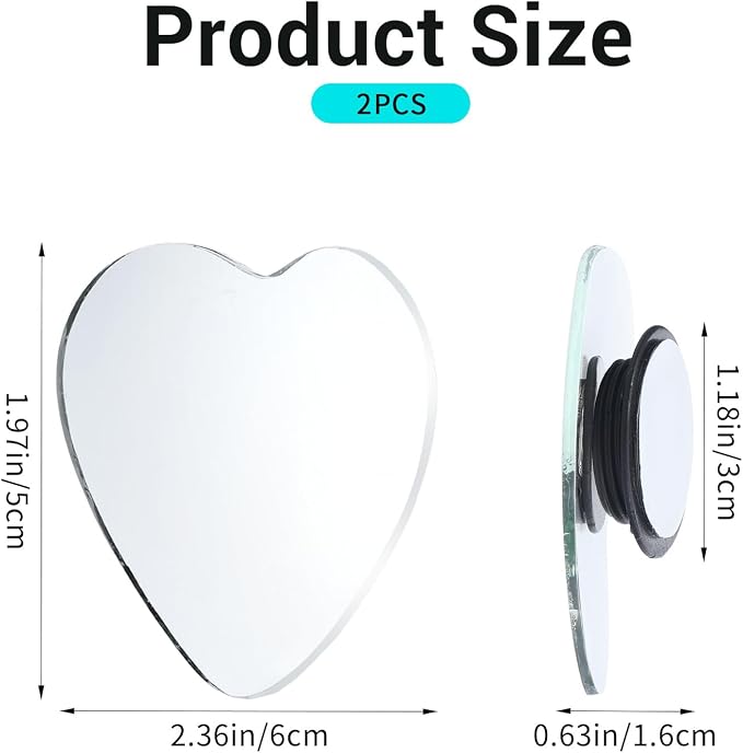2 Pcs Heart Shaped Blind Spot Mirrors Car Side Mirror Blindspot Universal Fit Adjustabe Angle Convex Rearview Mirror for Enhanced Safety Stick Cute Automotive Exterior Accessories for Cars SUVs Trucks