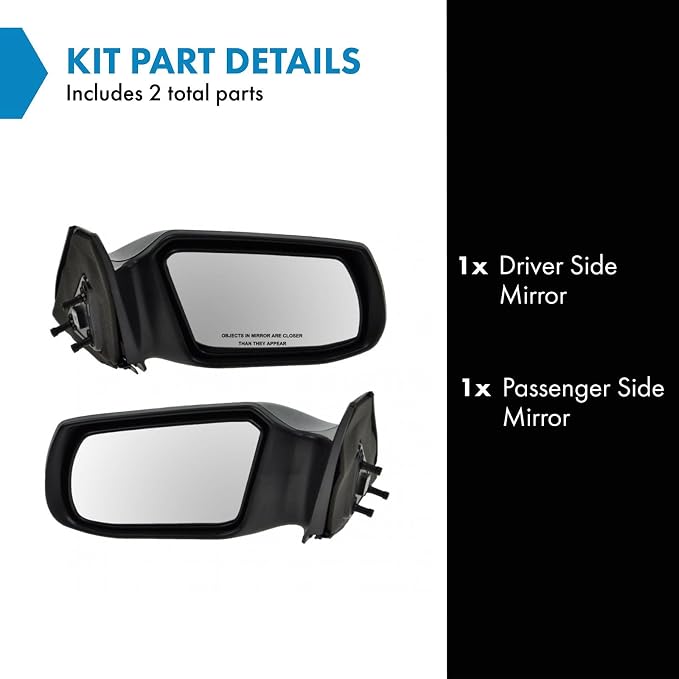 2 Piece Driver and Passenger Side Mirror Assembly Set Electric Adjustment Non-Heated No Memory Black Compatible with 2008-2013 Nissan Altima NI1320186 NI1321186