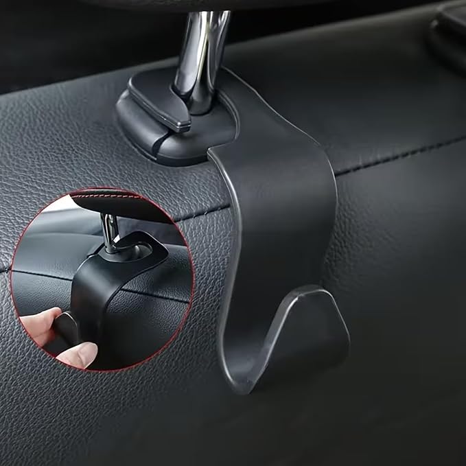 4PCS S-Shaped Car Headrest Hooks, Universal Heavy Duty Car Seat Back Hooks, Multifunctional Vehicle Interior Storage Hanger for Bags, Purses, Coats, Groceries and Travel Accessories