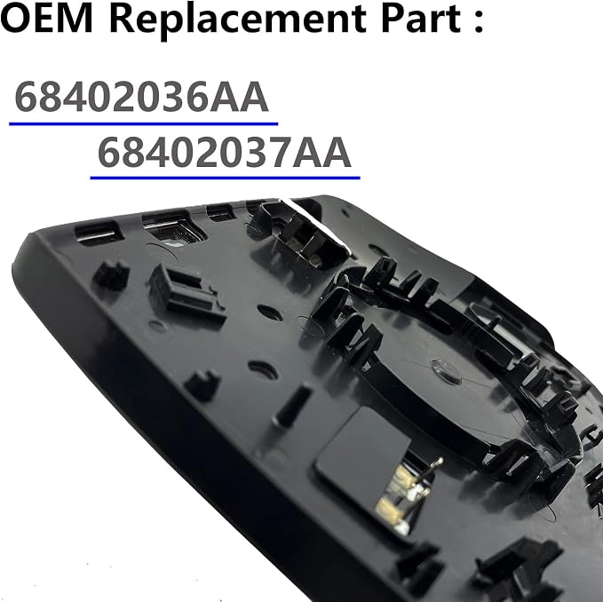 Left Driver Side Heated Convex Mirror Glass Replacement For 2019 2020 2021 Dodge Ram 1500 - Power Heated, with Backing Plate, Replace 68402036AA 68402037AA