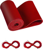 Leather Steering Wheel Cover Lace Up, Stitch on Steering Wheel Wrap, Universal Fit 13-20 Inch Car Truck Pickup Boat, A Whole Piece of Cowhide, DIY w/Needle Thread (Size S4, Red)