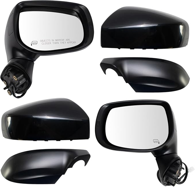 Driver and Passenger Side Power Heated Mirror Set Smooth Black Manual Folding Compatible with 2018-2023 Subaru Crosstrek SU1320183 SU1321183