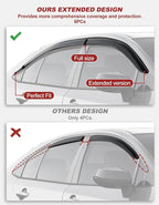 6pcs Outside-Mount Window Rain Guards Fit for 2020-2026 Toyota Corolla Sedan, Extra Durable Window Visors Wind Deflector Dark Smoke Vent Shades Car Tape-on 6-pcs with Thicker