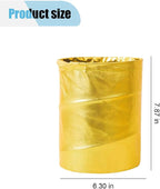 Collapsible Trash Can Car Garbage Bag - Leather Pop-up Car Trash Bin with Elastic Band - Hanging Foldable Garbage Can Vehicle Waste Basket Bin - Double-Layer Washable Bag for Cars Camping (Gold)