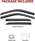 Outside-Mount Window Rain Guards Fit for Dodge Ram 1500 2009-2024/2010-2025 Ram 2500 & 3500, Extra Durable Window Visors Wind Deflector Dark Smoke Vent Shades Car Tape-on with Thicker 4PCS