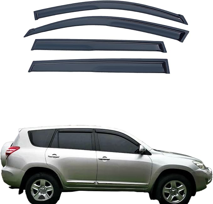 Tape On Window Visors Rain Guards Compatible with 2006-2012 Toyota Rav4,Side Vent Window Deflector Exterior Rain Guard Shade,Weatherproof,UV Resistant,Easy Installation, Enhanced Airflow & Style