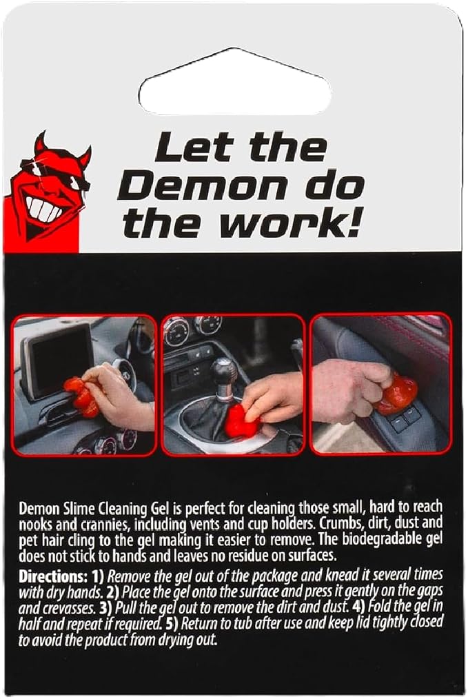Demon Slime 5.6 Oz - Car Interior Cleaner Gel | Putty Removes Dust & Dirt - for Detailing, Cleaning Vents, Cup Holders, Keyboards, Offices | Hot Cherry Scent