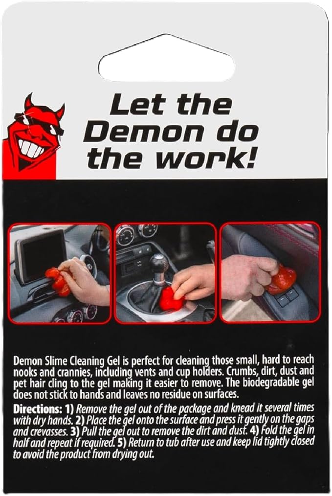 Demon Slime 5.6 Oz - Car Interior Cleaner Gel | Putty Removes Dust & Dirt - for Detailing, Cleaning Vents, Cup Holders, Keyboards, Offices | Hot Cherry Scent (Pack of 4)