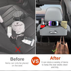 Back Seat Cup Holder for Car – Multifunctional Seat Back Organizer with Drink Holders, Tissue Box Storage & Hooks, Fits Headrest for Auto. (Gray)