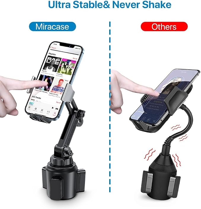 Cup Phone Holder for Car, [Upgraded Version] Adjustable Long Neck Car Cup Holder Phone Mount Cradle Friendly Compatible with iPhone Samsung Google and All Smartphones, Silver