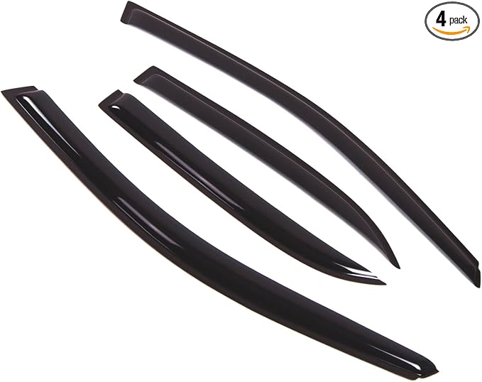 Outside Mount Window Vent Visors Rain Guards Compatible with Mitsubishi Lancer 2001-2006 | Side Window Wind Deflectors Rain Shields | Smoke Tinted, 4 Pcs Set, DGWV-323