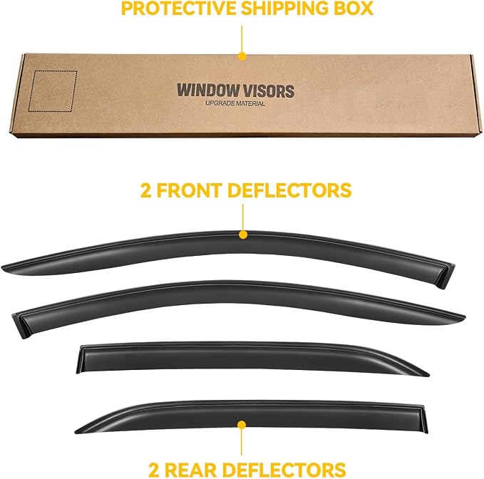 Window Visors for Chevy Chevrolet Equinox 2018-2024, Rain Guards Shields Vent Deflector Shade Dark Smoke 2019 2020 2021 2022 2023, Tape-On, 4PCS