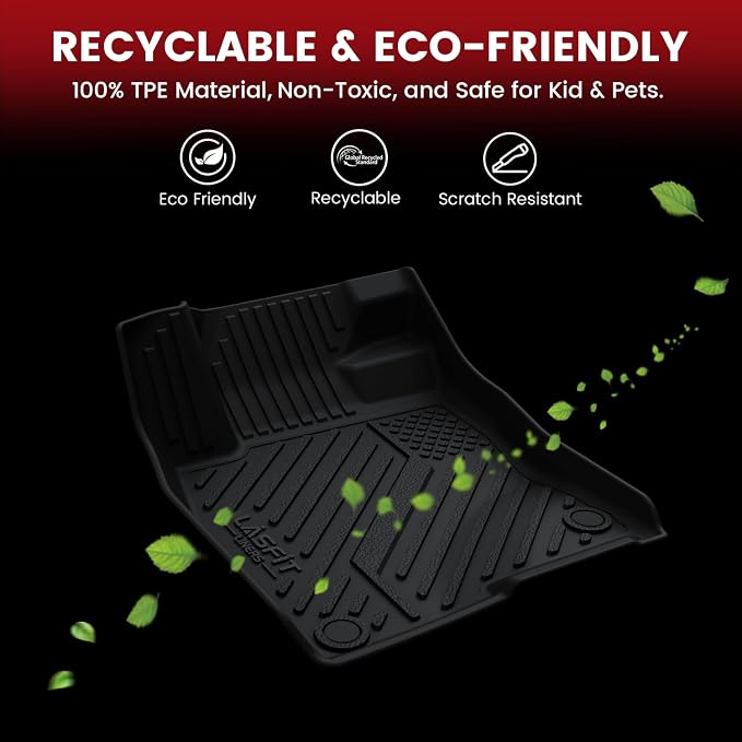 Floor Mats and Cargo Mat for Ford Mustang 2024 2025 2026 (NOT fit w/o Subwoofer Box) All Weather Protector TPE Car Floor Liners, 1st & 2nd Row & Trunk Liner, 5pcs Black