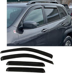 Side Window Wind Vent Deflector fit for 2014-2022 Jeep Cherokee, 4pcs Out-Channel Tape-On Rain Guards Set, Dark Smoke Nice Window Visor Exterior Car Accessories 94981
